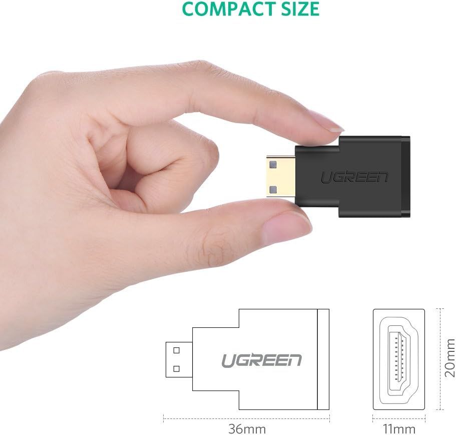 Converter Ugreen Mini HDMI Male to HDMI Female Adapter Black 20101