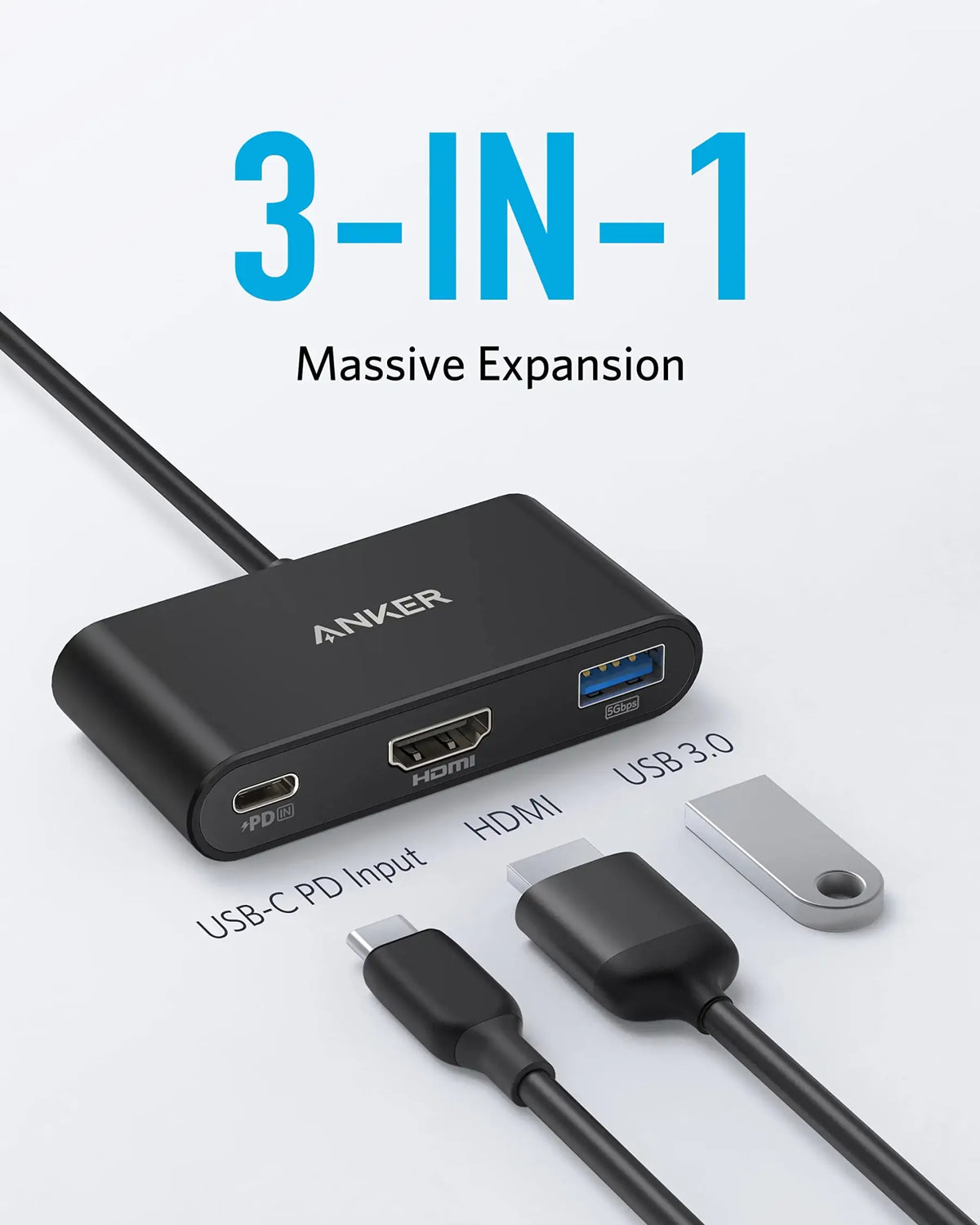 Anker-3 IN 1-USB C-PD-HUB-Gray-A8339HA1