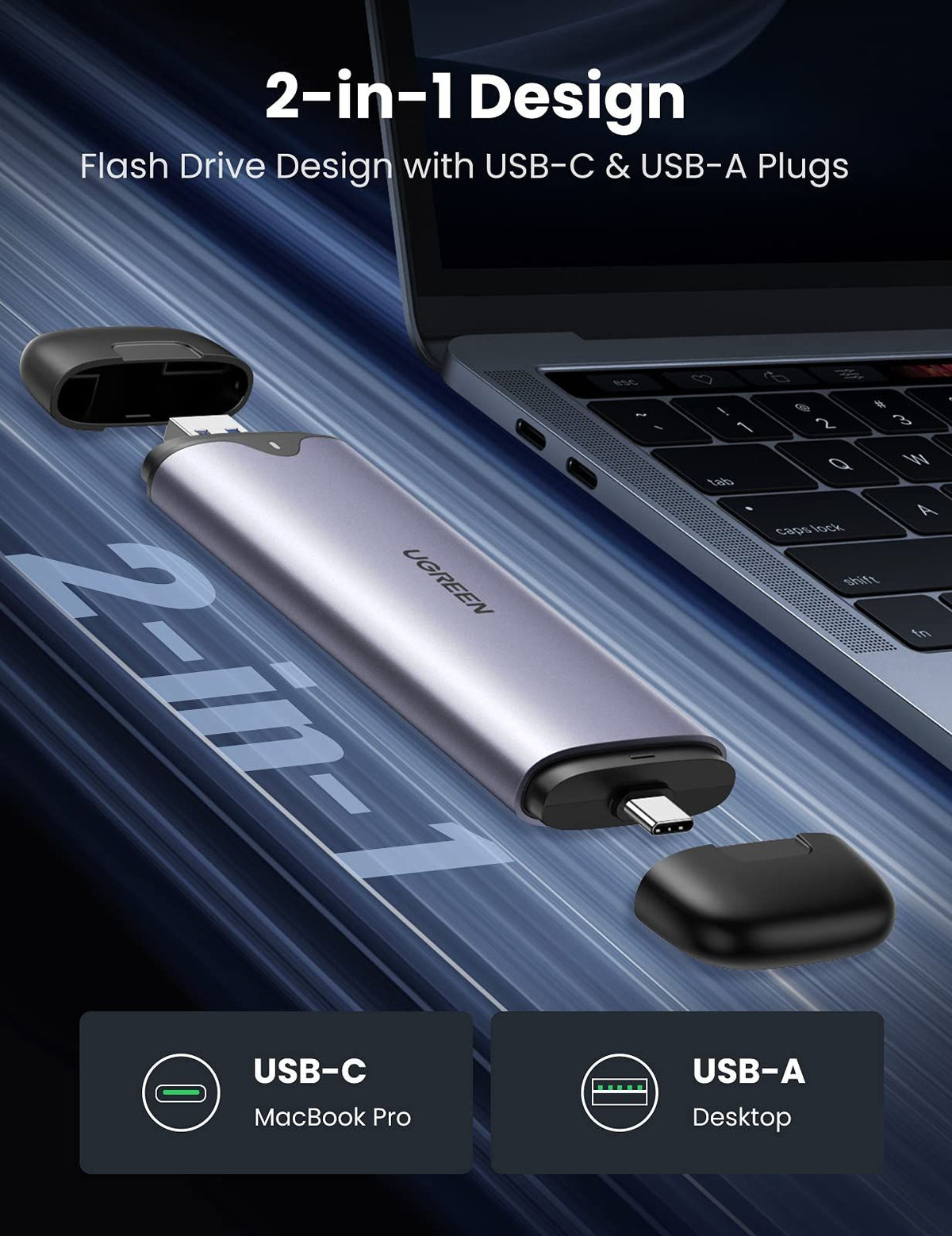 Enclsure-Ugreen-CM353-USB C+USB-A M.2 M Key-Hard Drive-10G-70532