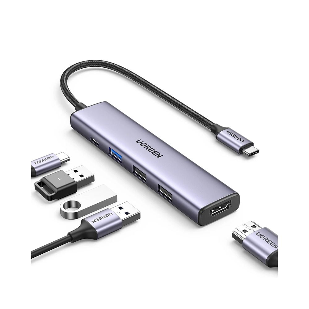 Hub-Ugreen-5 in 1-USB C-4K 30Hz MLT-Gray-CM478-15495