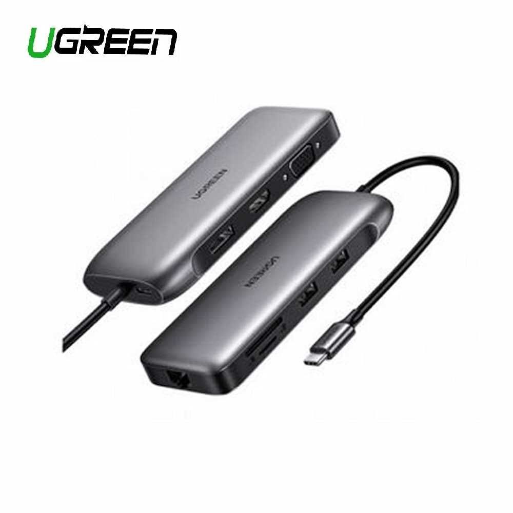 Converter Ugreen USB C to 2*USB 3.0 A+HDMI+VGA+DP+RJ45 Gigabit+SD/TF+PD Converter 9 in 1 70301