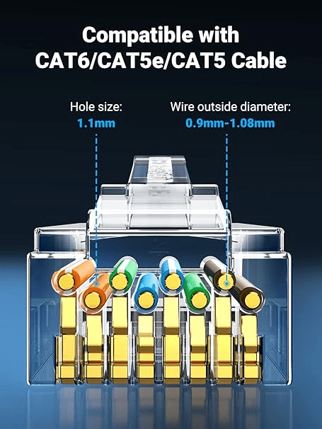 Ugreen-Cat6 Unshielded RJ45 Modular Plugs-100 pcs-60558