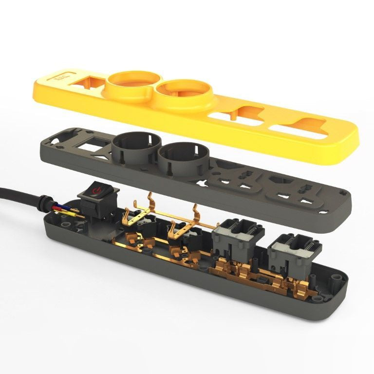 ILOCK Power Strip 4 Outlets (2 Schuko Sockets + 2 Universal Sockets) Cable 2m