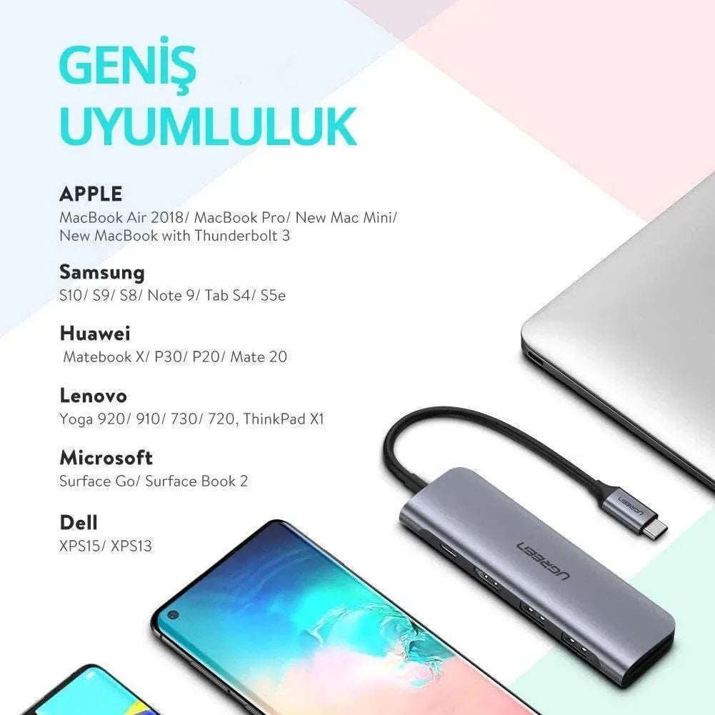UGREEN USB-C to 2 Ports USB3.0-A Hub + HDMI + TF/SD with PD Power Supply (Space Gray) CM195 70411