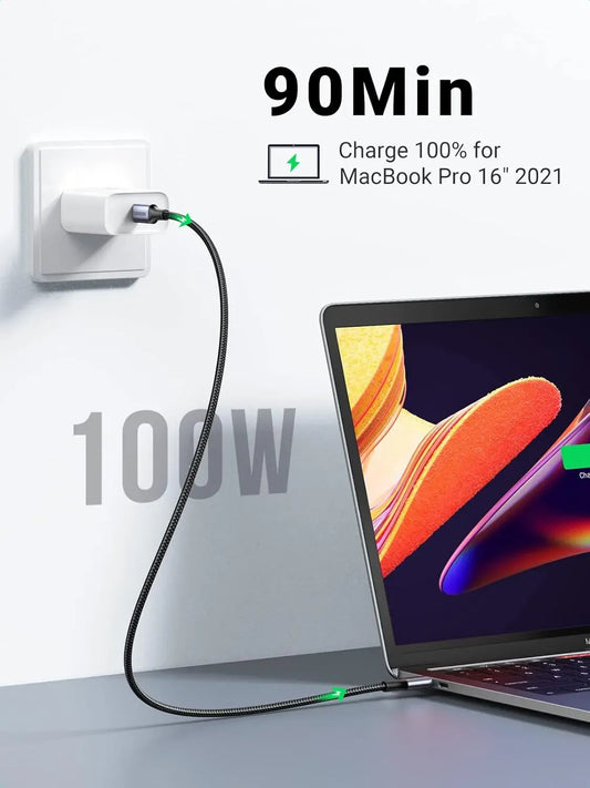 Ugreen-USB-C-To-USB-C-100W-Braided-Cable-2M-White-70429