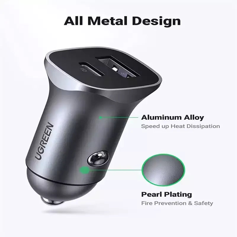 Ugreen MOB Charger Ugreen Fast Car Charger 30W 2Ports Grey 40858