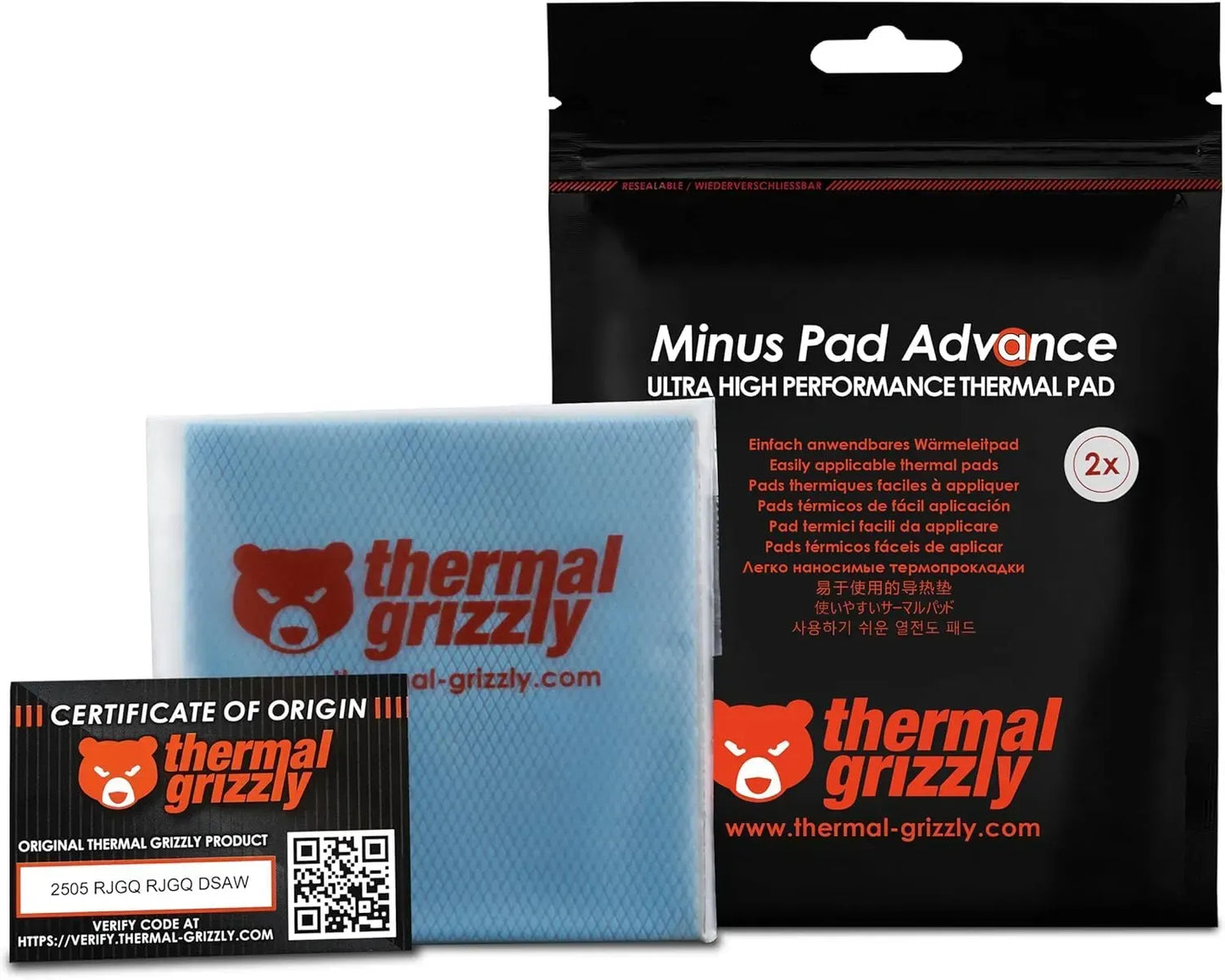 Grizzly Minus Pad Advance 100x100x0.5mm Thermal Pad 2Pcs TG MP A 100 100 05 2