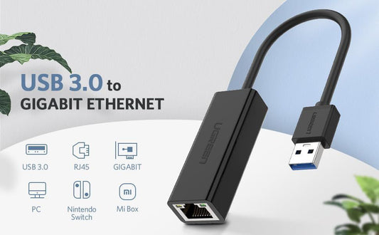 UGREEN CR111 (20256) USB 3.0 Gigabit Ethernet Adapter (Black)