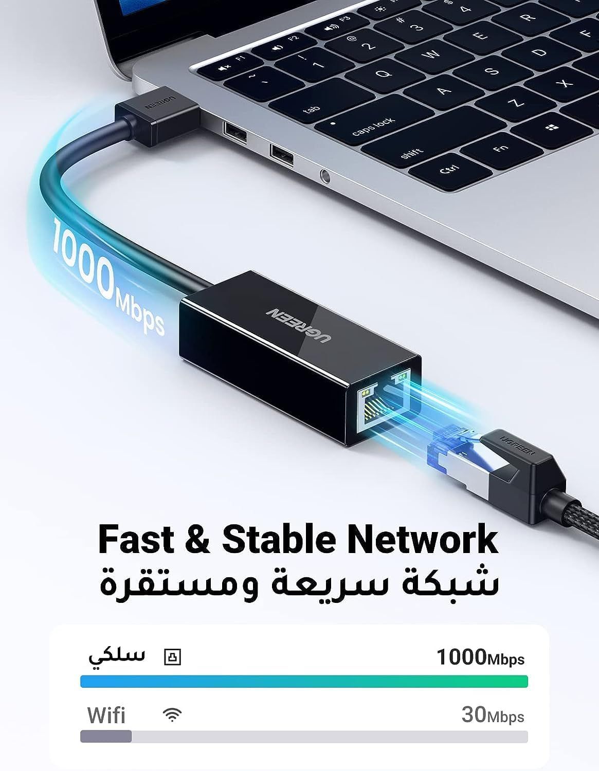 UGREEN CR111 (20256) USB 3.0 Gigabit Ethernet Adapter (Black)