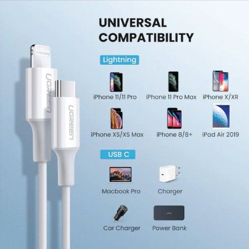 Ugreen USB-C To Lightning Cable 2M  White (60749)