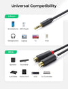 Ugreen-AV109-3.5mm Male to 2RCA Female-Cable 25cm-Gray-10547
