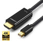 Ugreen-MD101-Mini DP Male to HDMI-Cable 4K-1.5m-Black-20848