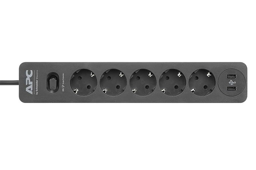 UPS-APC-Essential Surge-PME5U2B-GR-2 Outlet-2 USB-Black