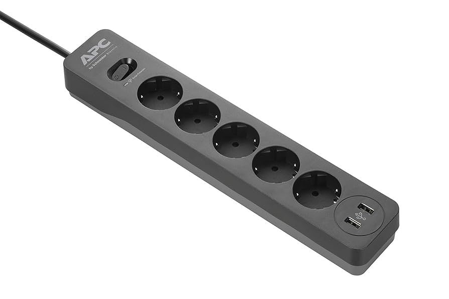 UPS-APC-Essential Surge-PME5U2B-GR-2 Outlet-2 USB-Black