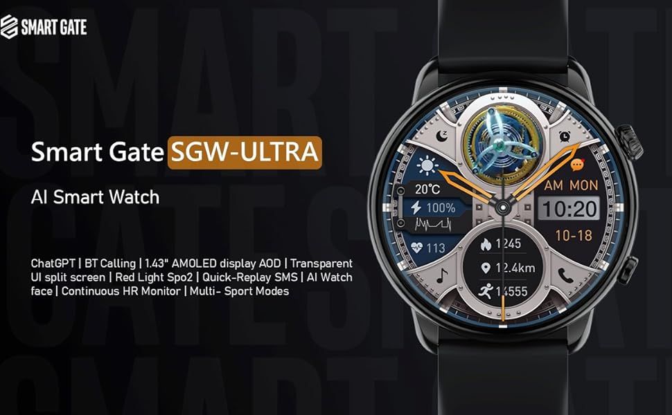 Smart Watch Smart Gate Amoled 280mAh IPV68 SGW ULTRABLK Black
