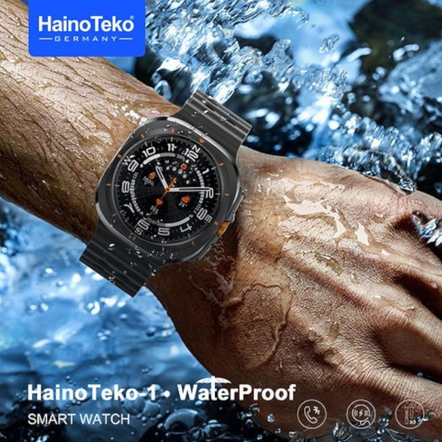 Smartwatch Haino Teko Germany HainoTeko-1 Smart Watch High Resolution AMOLED Display with 3 Silicone Straps (Black)