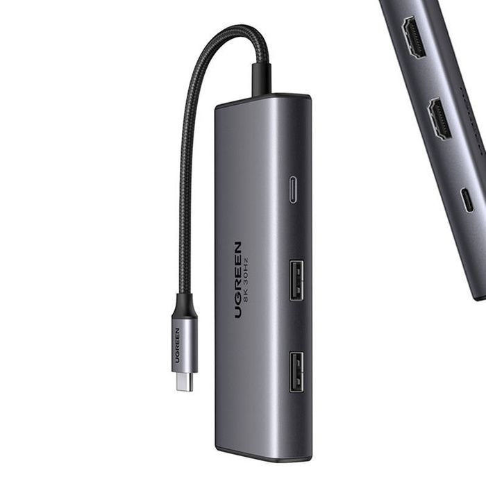 HUB Ugreen  2xHDMI 4K60Hz + 2xUSB A 3.0 + 1xUSB C  3.0 +PD 8K (6 IN 1) 15852