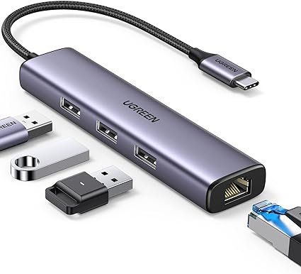 Ugreen USB C to 3×USB3.0 Hub+RJ45 (1000M) Ethernet  Adapter 60600