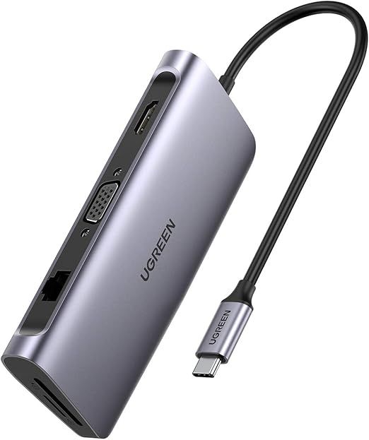 Ugreen-USB C to 3*USB3 A+HDMI+VGA+RJ45 Gigabit+SD/TF+AUX+PD-10-in-1-15601