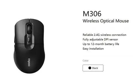 Rapoo-WL-Mouse-Black-M306