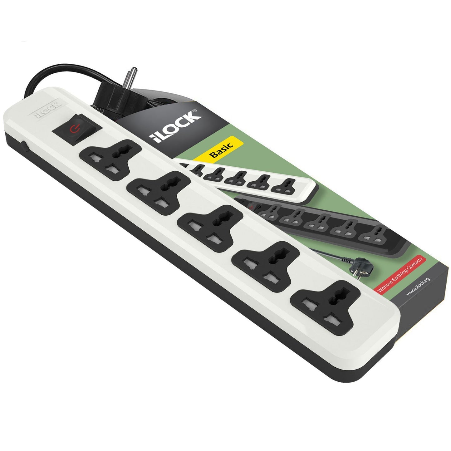 ILOCK Power Strip 5 Universal Outlets Without Earthing Cable 2m