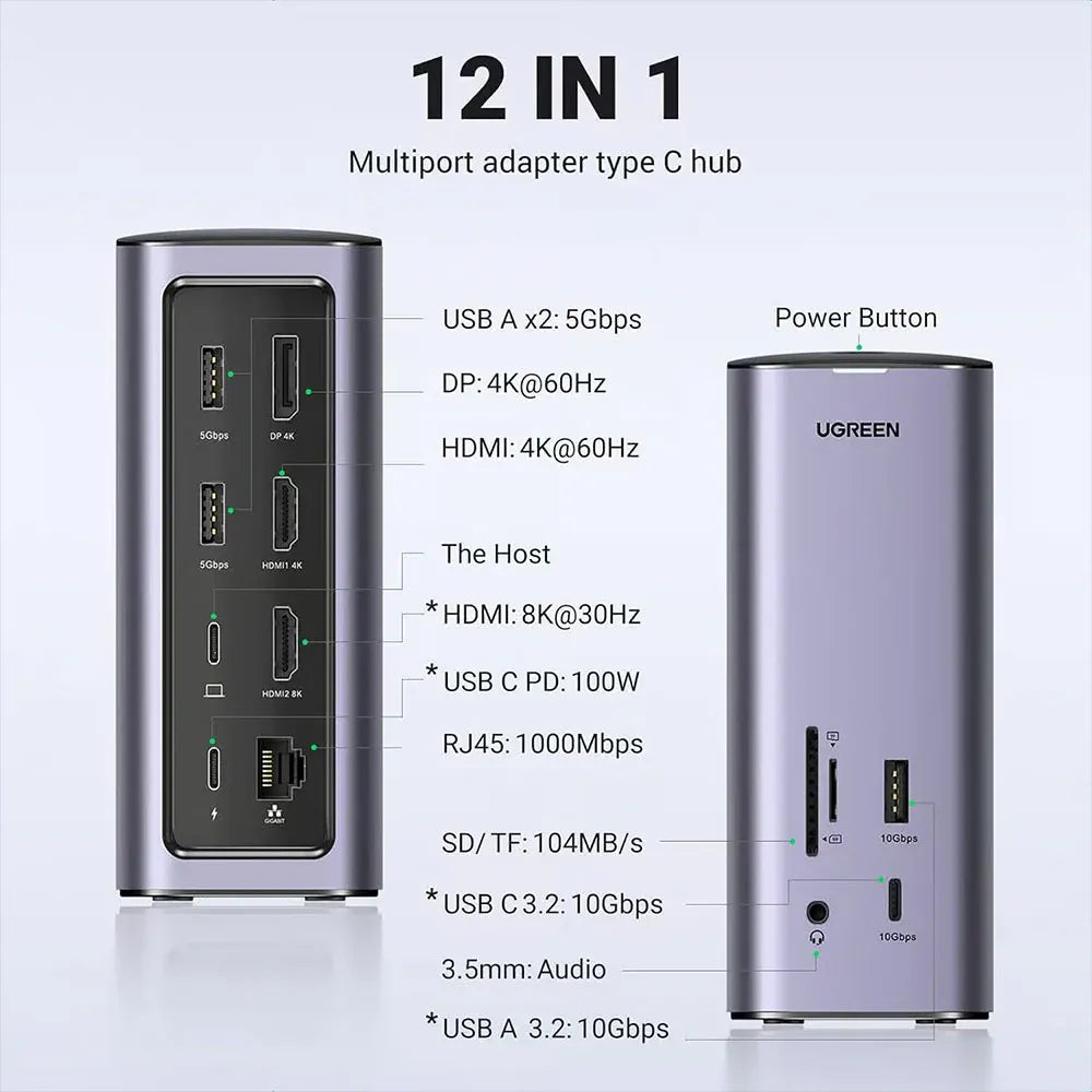 Ugreen 12In1 Multi-Function Docking Station Type-C HUB Converter (90325)