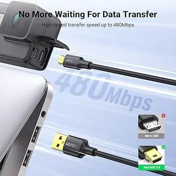 UGREEN USB 2.0 A Male to Mini 5 Pin Male Cable 1m (Black) -  10355