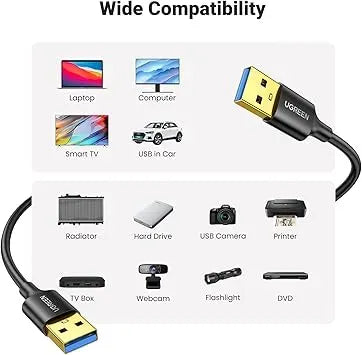 UGREEN USB-A 3.0 Male to Male Cable 0.5m (Black) - 10369