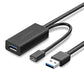 UGREEN 2-in-1 USB 3.0 A Male to Female + Micro USB Extension Cable 10m (Black) - 20827