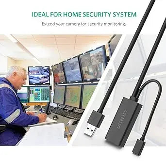 UGREEN 2-in-1 USB 3.0 A Male to Female + Micro USB Extension Cable 10m (Black) - 20827