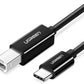 UGREEN USB-C Male to USB-B 2.0 Male Printer Cable ABS Plastic Case 1m  (Black) - 80811