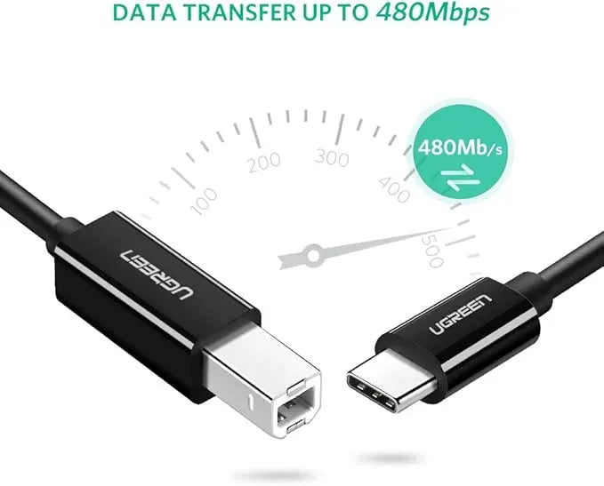UGREEN USB-C Male to USB-B 2.0 Male Printer Cable ABS Plastic Case 1m  (Black) - 80811