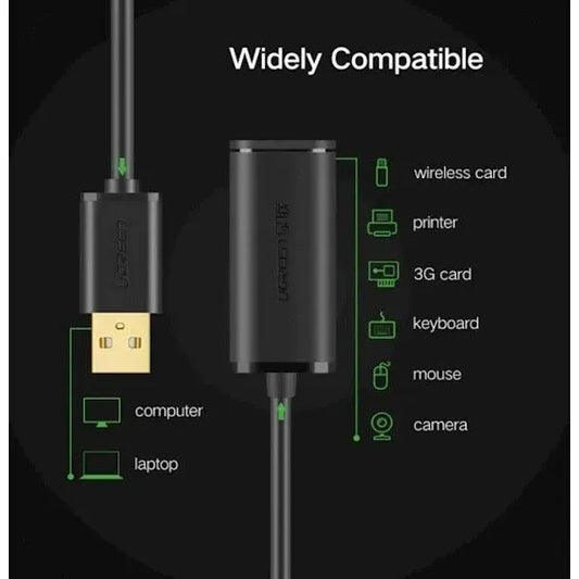 Ugreen USB 2.0 Active Extension Cable with Chipset 15m  Black-10323