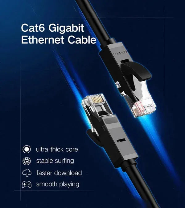 Ugreen Cat 6 U/UTP Pure Copper Ethernet  0.5m -Black - 50190