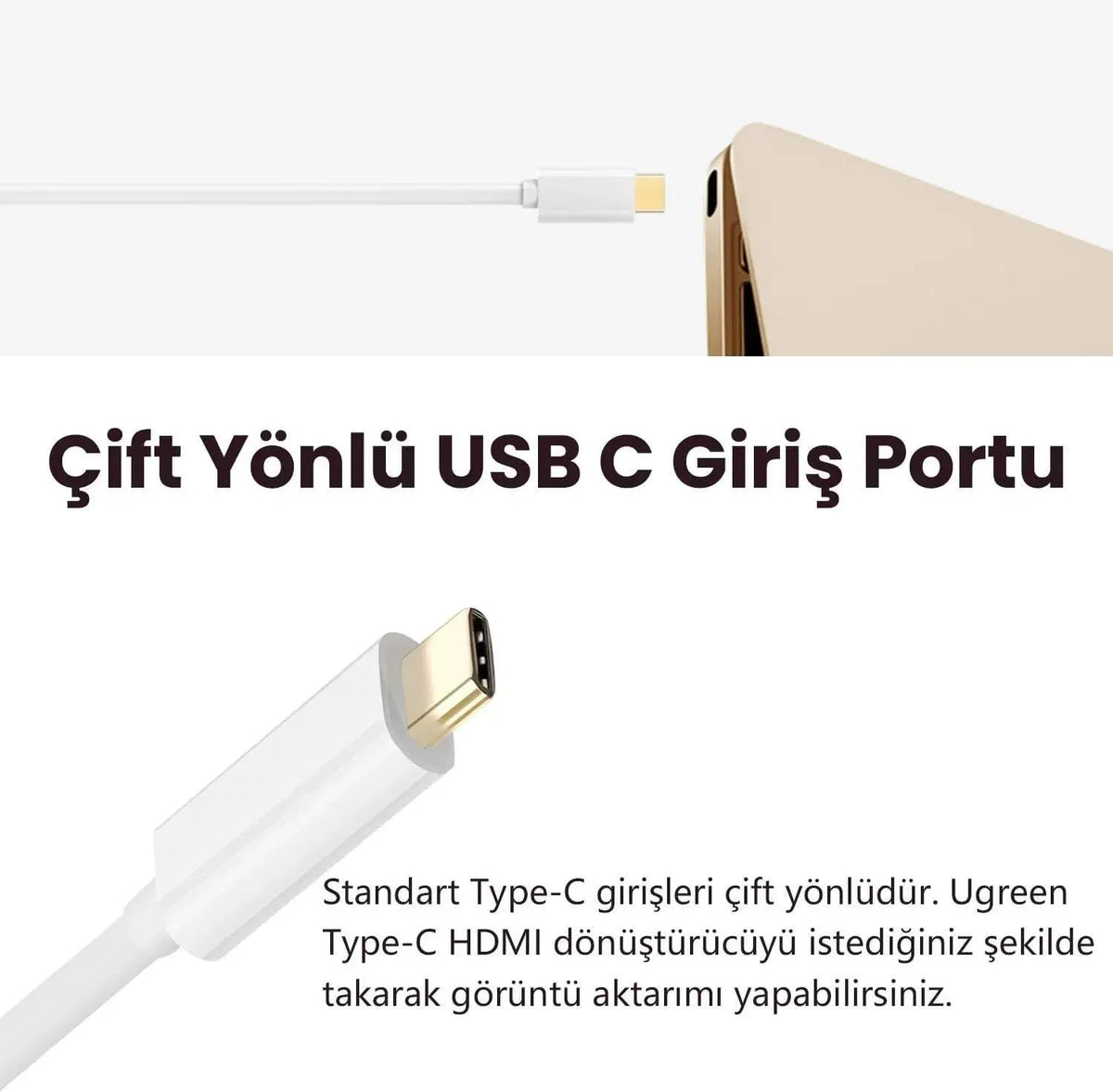 Converter Ugreen USB C to HDMI Adapter White 40273