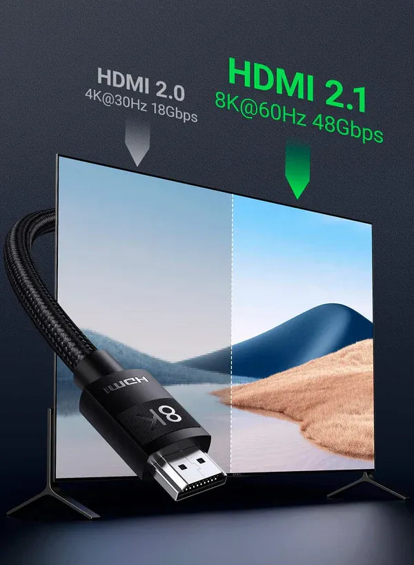 Cable Ugreen HDMI 8K Male To Male Braided Black 5M 80405
