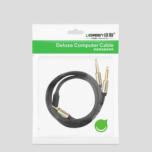 UGREEN 3.5mm To Two 6.35mm Male Cable 1m (Gray) - 10613