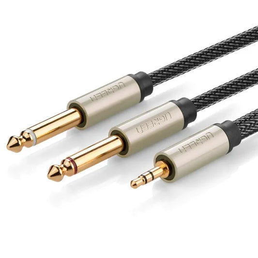 UGREEN 3.5mm To Two 6.35mm Male Cable 1m (Gray) - 10613