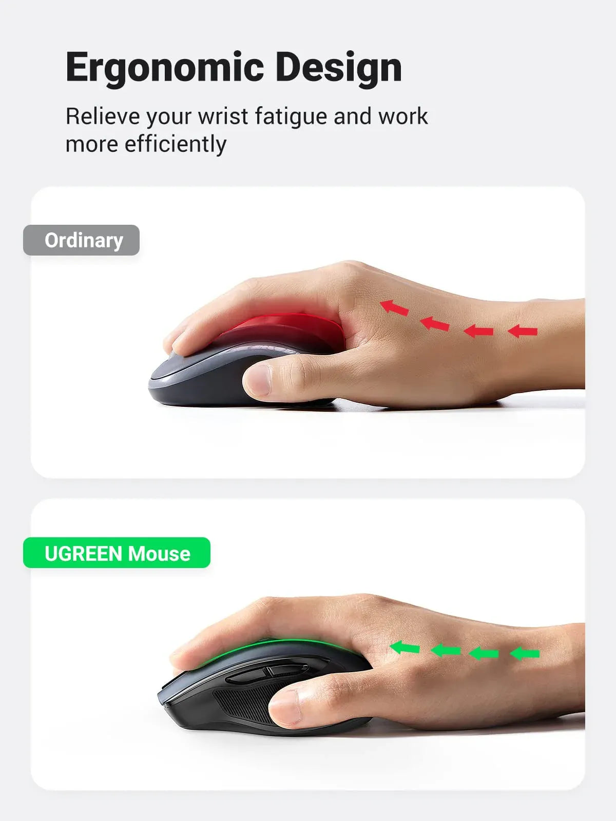 UGREEN Silent Mouse Bluetooth5.0 & Wireless 2.4G Dual Mode ,DPI 4000 - 25163