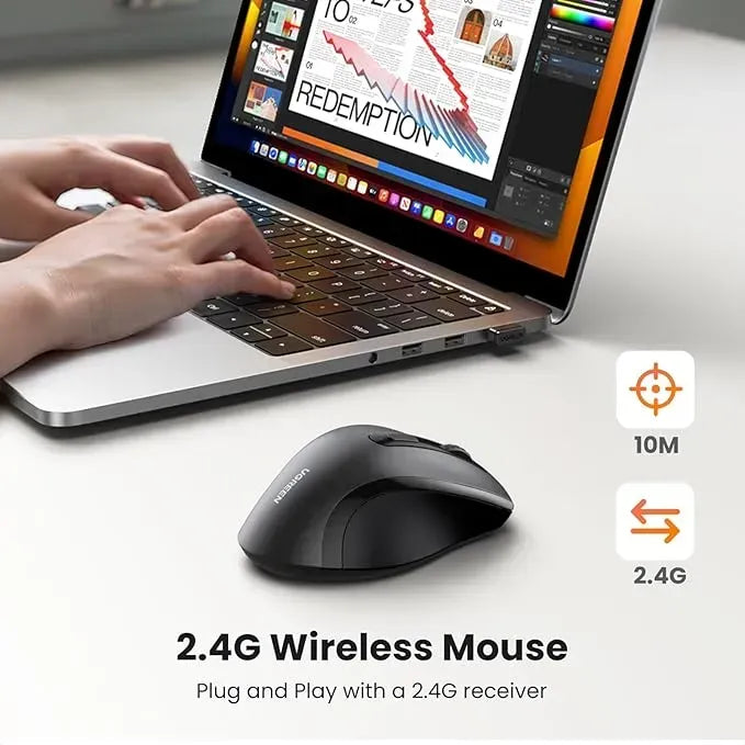 UGREEN Wireless Mouse 2.4GHz Ergonomic 1600 DPI - 45012