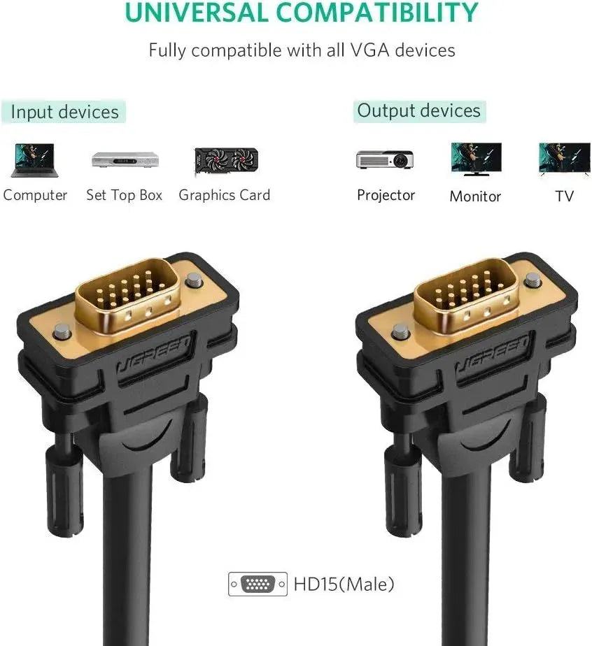 Ugreen-VGA Male to Male-Cable 3m-Black -11631