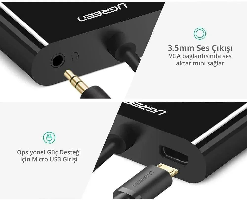Converter Ugreen CM101 HDMI to VGA+ HDMI Converter 40744