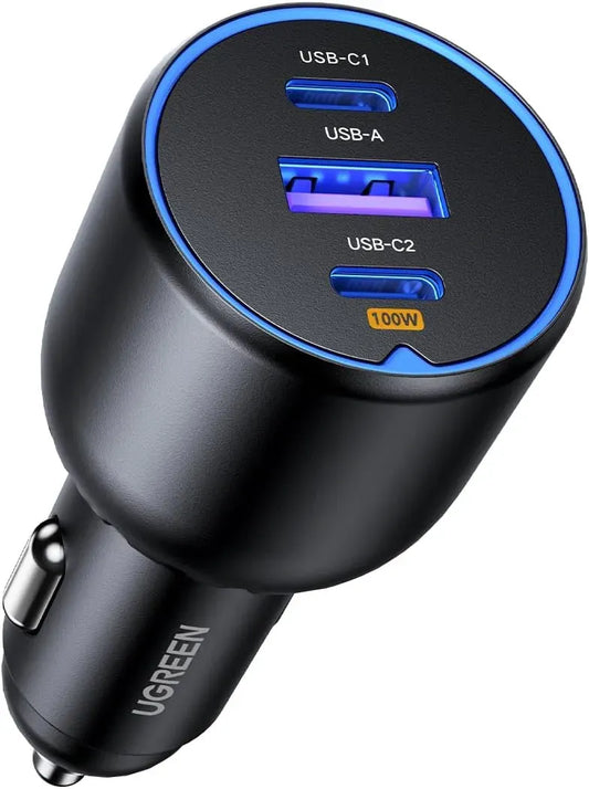 Ugreen Charger 2xUSB-C + USB-Car Charger 130W Black 35025
