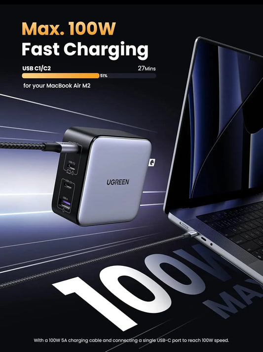Ugreen Charger Nexode Fast Charger 100W 3*USB-C/1*USB A-Gray 40747