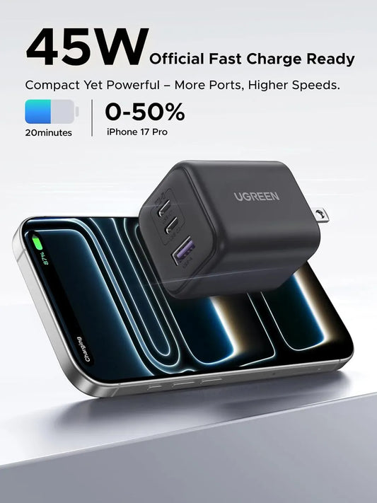 Ugreen Charger USB C GaN Fast Charger EU 45W Black 65052