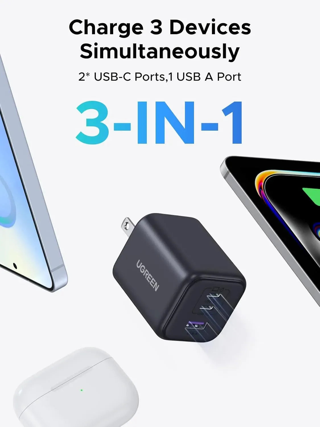 Ugreen Charger USB C GaN Fast Charger EU 45W Black 65052