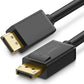 UGREEN DP Male to Male Cable Support 4K@60Hz;  2K@144Hz 2m (Black)-10211