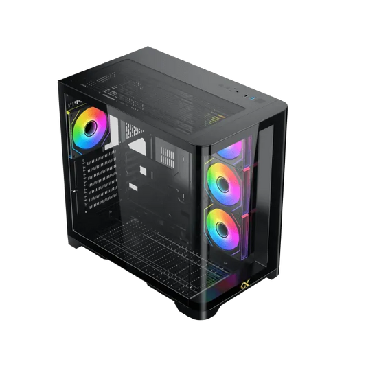 PC Case Xigmatek Crystal Storm 4 fan PWM Argb Curved TG Asgard 750W 80+ Bronze Mid Tower