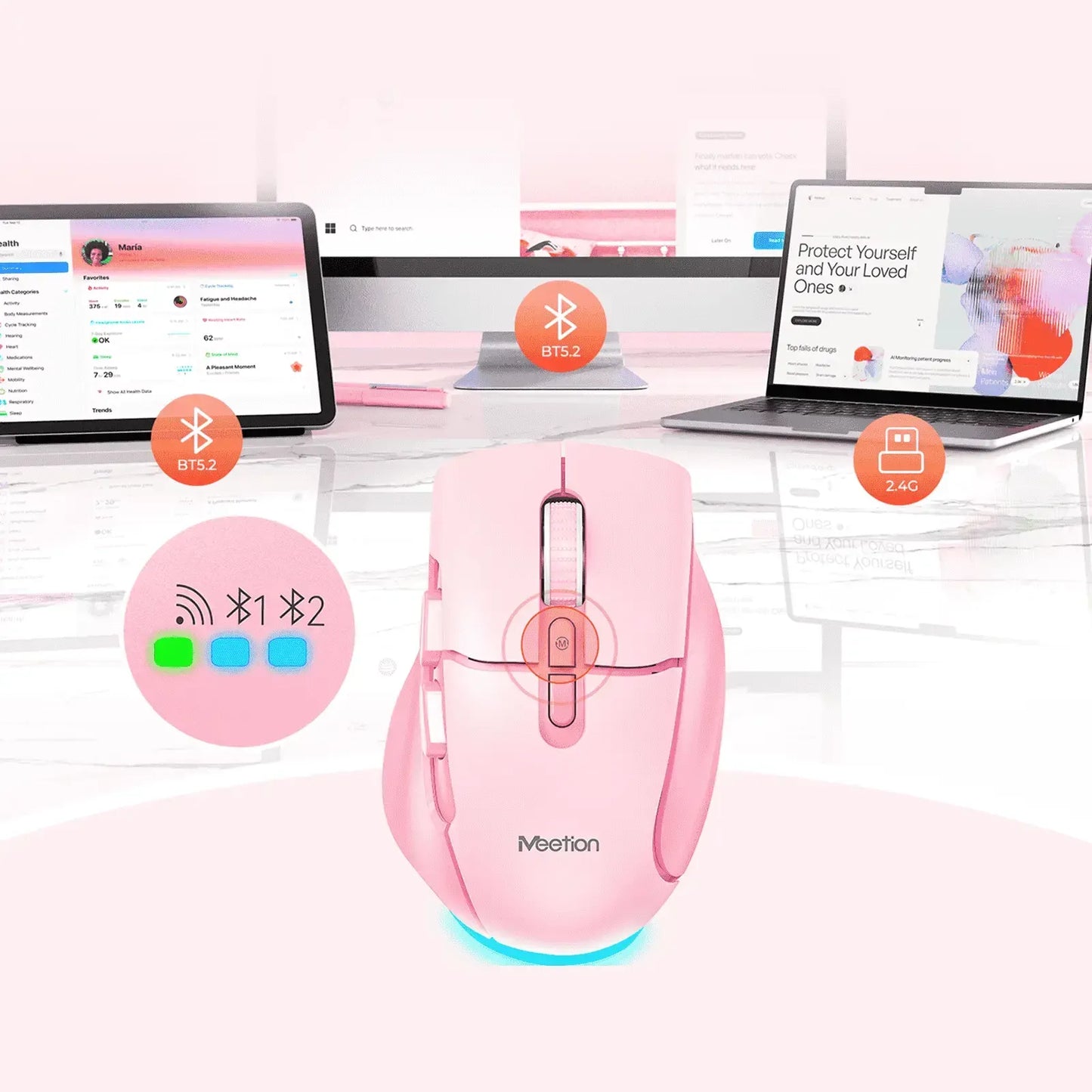 Meetion-Mouse-BTM185R-Rechargeable-Dual Mode-WL-Bluetooth