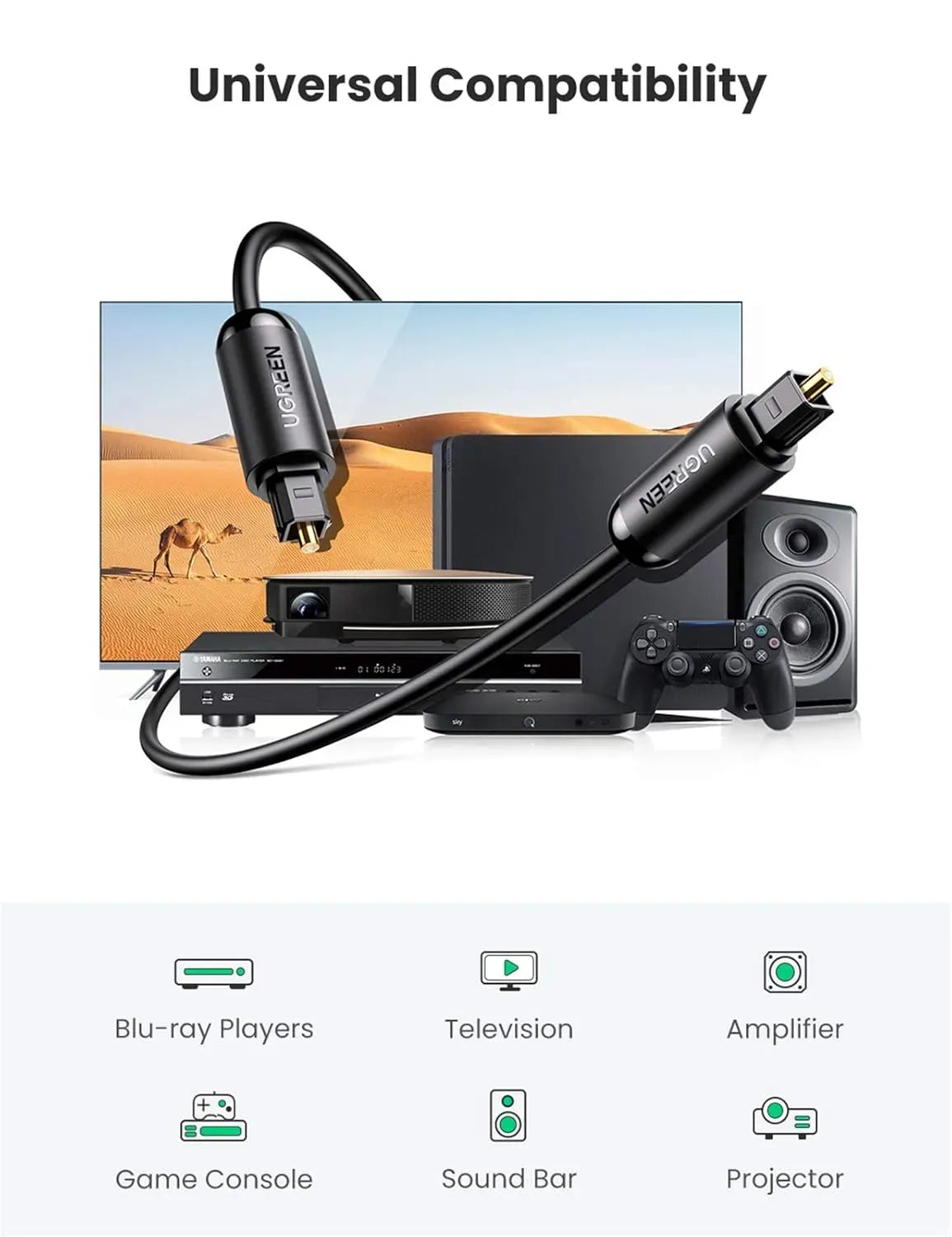 Ugreen Toslink Optical Audio Black 2M 70892